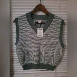 Junior vest in a teal and white stripes